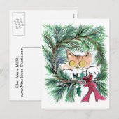 Cartes Pour Fêtes Annuelles Cat Wreath (Devant / Derrière)