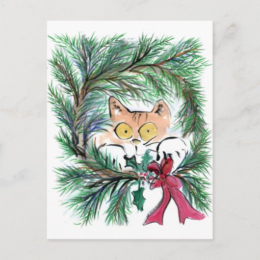 Cartes Pour Fêtes Annuelles Cat Wreath (Devant)