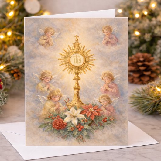 Cartes Pour Fêtes Annuelles Catholic Christmas Eucharistic Adoration Angels