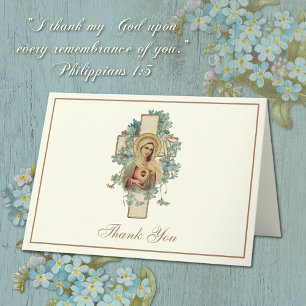 Cartes Pour Fêtes Annuelles Catholique Immaculée Coeur Vierge Marie Florale