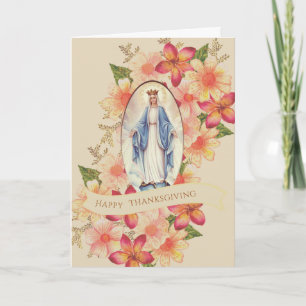 Cartes Pour Fêtes Annuelles Catholique Thanksgiving Automne Florale Vierge mai