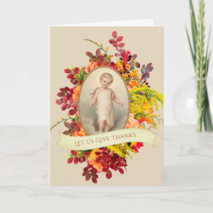 Cartes Pour Fêtes Annuelles Catholique Thanksgiving Enfant Jésus départ automn