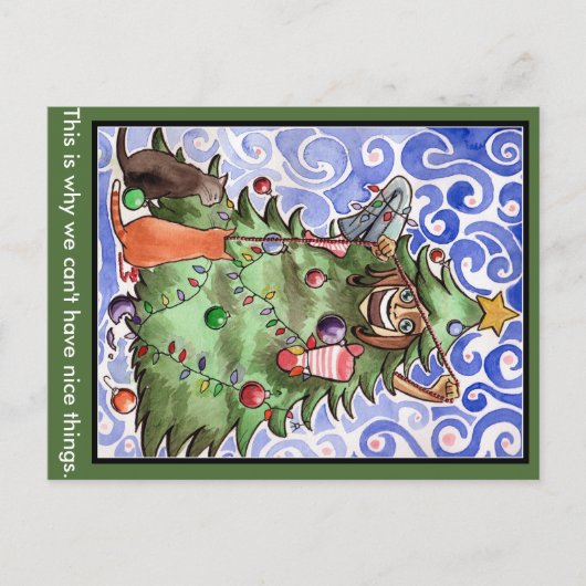 Cartes Pour Fêtes Annuelles Cats & their human & a Christmas tree (Devant)