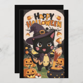 Cartes Pour Fêtes Annuelles Cauldron Editable Halloween heureux (Devant / Derrière)