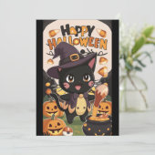 Cartes Pour Fêtes Annuelles Cauldron Editable Halloween heureux (Debout devant)