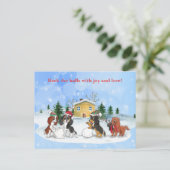 Cartes Pour Fêtes Annuelles Cavalier King Charles Spaniels Construire un Snowm (Debout devant)