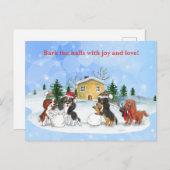 Cartes Pour Fêtes Annuelles Cavalier King Charles Spaniels Construire un Snowm (Devant / Derrière)