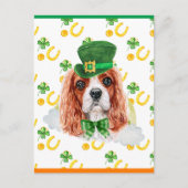 Cartes Pour Fêtes Annuelles Cavalier King Chien Shamrock Saint Patricks Day (Devant)
