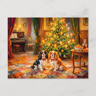 Cartes Pour Fêtes Annuelles Cavalier Spaniels au sapin de Noël