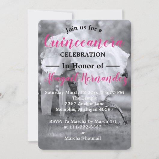 Cartes Pour Fêtes Annuelles Célébration de Quinceanera (Devant)