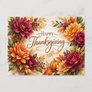 Cartes Pour Fêtes Annuelles Célébration de Thanksgiving Florale Automnale Luxu