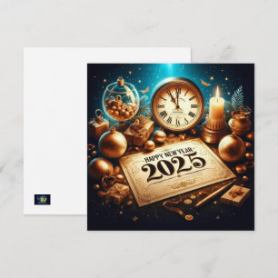 Cartes Pour Fêtes Annuelles Célébration élégante du Nouvel An 2025