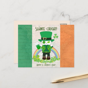 Cartes Pour Fêtes Annuelles Célébrez la Saint Patrick avec un chat chanceux