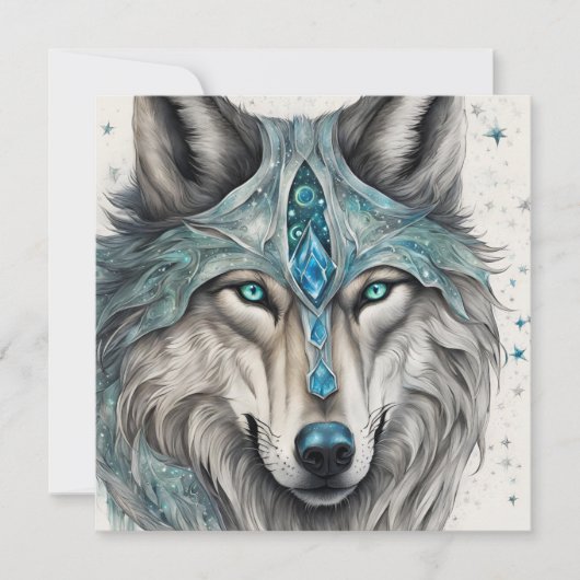 Cartes Pour Fêtes Annuelles Celestial Winter Wolf - Magical Holiday Card (Devant)