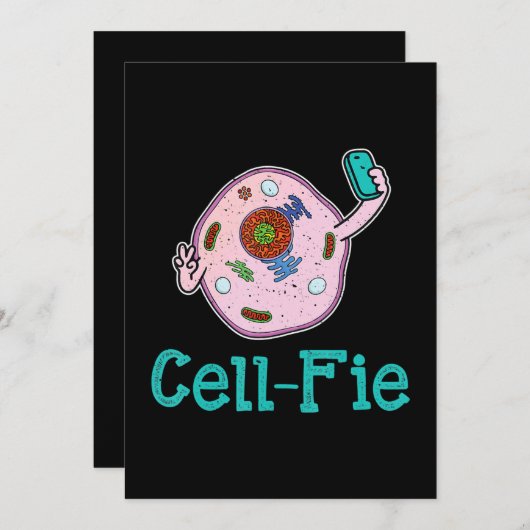 Cartes Pour Fêtes Annuelles Cell-Fie Funny Biologie Science Pun enseignant cad (Devant / Derrière)