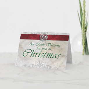 Cartes Pour Fêtes Annuelles Celtic Knot Triskelion Rouge & Green Christmas Car