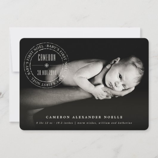 Cartes Pour Fêtes Annuelles Cercle classique Sceau embouti Baby First Noel Pho (Devant)