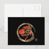 Cartes Pour Fêtes Annuelles Cercle d'Enso de zen et arbre d'or de Sakura (Devant / Derrière)