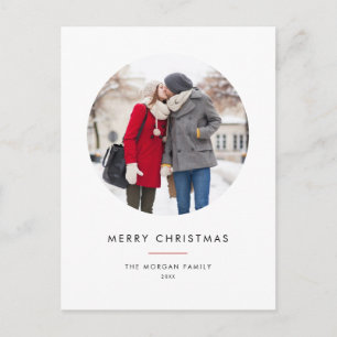 Cartes Pour Fêtes Annuelles Cercle photo Rouge minimaliste Joyeux Noël
