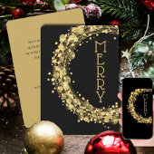 Cartes Pour Fêtes Annuelles Cercles et étoiles sur Noir Noël non photo