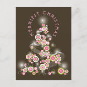 Cartes Pour Fêtes Annuelles Cercles moisis roses brillants Arbre de Noël Abstr (Devant)
