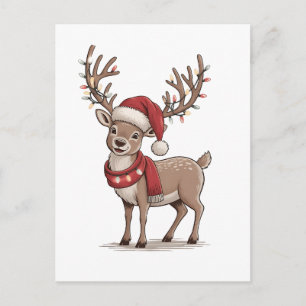 Cartes Pour Fêtes Annuelles Cerf Animal Noël Cerf Chapeau de Père Noël Xmas