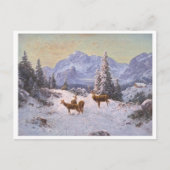 Cartes Pour Fêtes Annuelles Cerf avec troupeau en Art d'hiver (Devant)