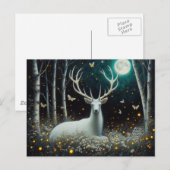 Cartes Pour Fêtes Annuelles Cerf blanc la nuit (Devant / Derrière)