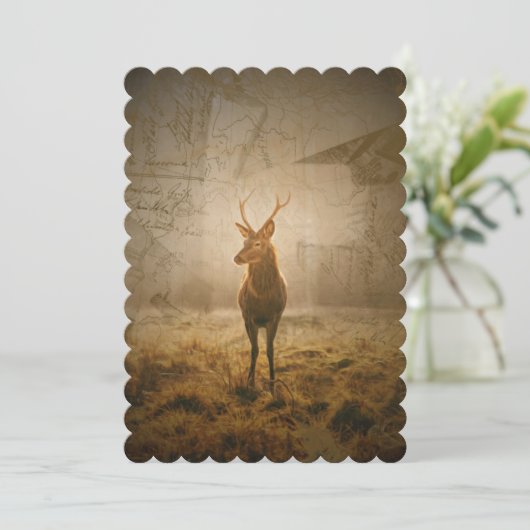 Cartes Pour Fêtes Annuelles Cerf dans la forêt (Debout devant)