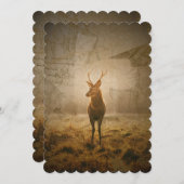 Cartes Pour Fêtes Annuelles Cerf dans la forêt (Devant / Derrière)
