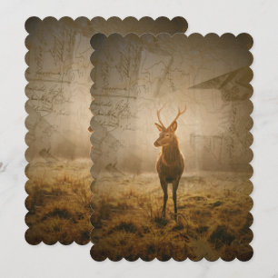 Cartes Pour Fêtes Annuelles Cerf dans la forêt