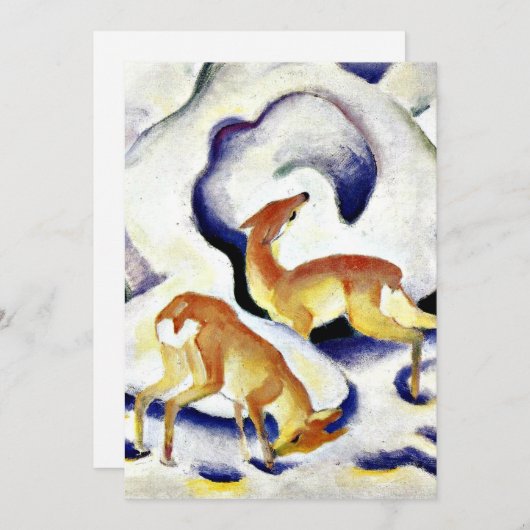 Cartes Pour Fêtes Annuelles Cerf dans la neige par Franz Marc (Devant / Derrière)