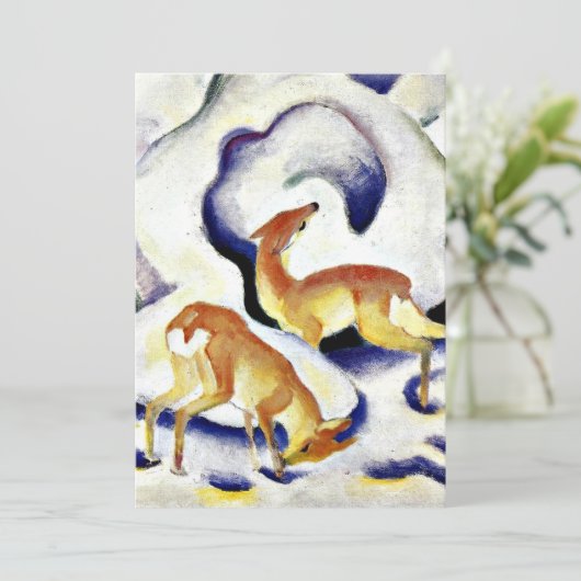 Cartes Pour Fêtes Annuelles Cerf dans la neige par Franz Marc (Debout devant)
