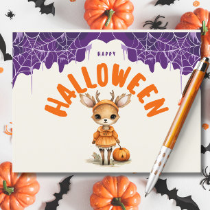 Cartes Pour Fêtes Annuelles Cerf de Halloween mignon avec citrouille Joyeux Ha