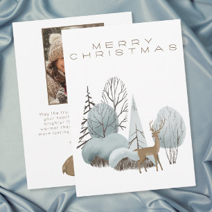 Cartes Pour Fêtes Annuelles Cerf de la forêt hivernale Joyeux Noël Photo