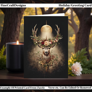 Cartes Pour Fêtes Annuelles Cerf de la Nuit la Plus Longue, Yule & Solstice d'