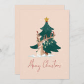 Cartes Pour Fêtes Annuelles Cerf de Noël (Devant / Derrière)