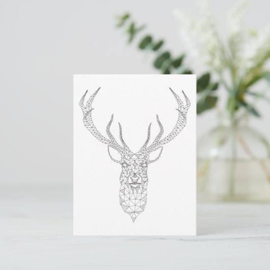 Cartes Pour Fêtes Annuelles Cerf de Noël avec motif géométrique abstrait (Debout devant)