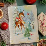 Cartes Pour Fêtes Annuelles Cerf de Noël de bébé vintage<br><div class="desc">Carte de cerfs de Noël pour bébé mignonne.</div>