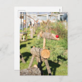 Cartes Pour Fêtes Annuelles Cerf de Noël en bois (Devant / Derrière)