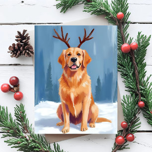 Cartes Pour Fêtes Annuelles Cerf de Noël Retriever d'Or