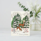 Cartes Pour Fêtes Annuelles cerf de Noël rétro (Debout devant)