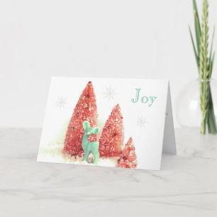 Cartes Pour Fêtes Annuelles Cerf de Noël Rétro Joie avec Flocons de Neige