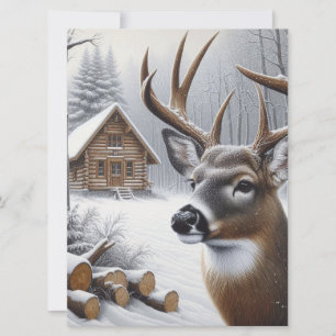 Cartes Pour Fêtes Annuelles Cerf d'hiver/art de buck
