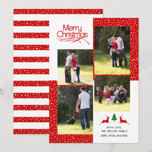 Cartes Pour Fêtes Annuelles Cerf et arbre Joyeux Noël typographie