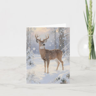 Cartes Pour Fêtes Annuelles Cerf et magie de Noël en hiver