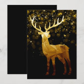 Cartes Pour Fêtes Annuelles Cerf géométrique polygone doré (Devant / Derrière)