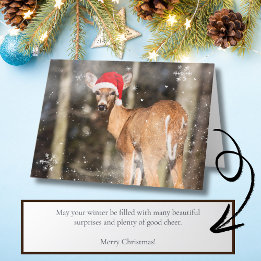 Cartes Pour Fêtes Annuelles Cerf Noël enneigé forêt boisée