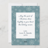 Cartes Pour Fêtes Annuelles Cerf paisible, avec couronne blanche, sur bleu fon (Dos)