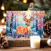 Cartes Pour Fêtes Annuelles Cerf Whimsical en Forêt Noël mou